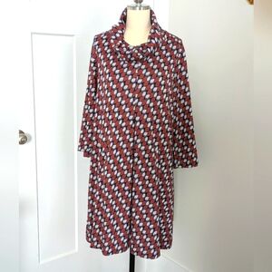 Tyler Boe Blue Orange White Geometric Print Mod Shift Dress with Pockets XL